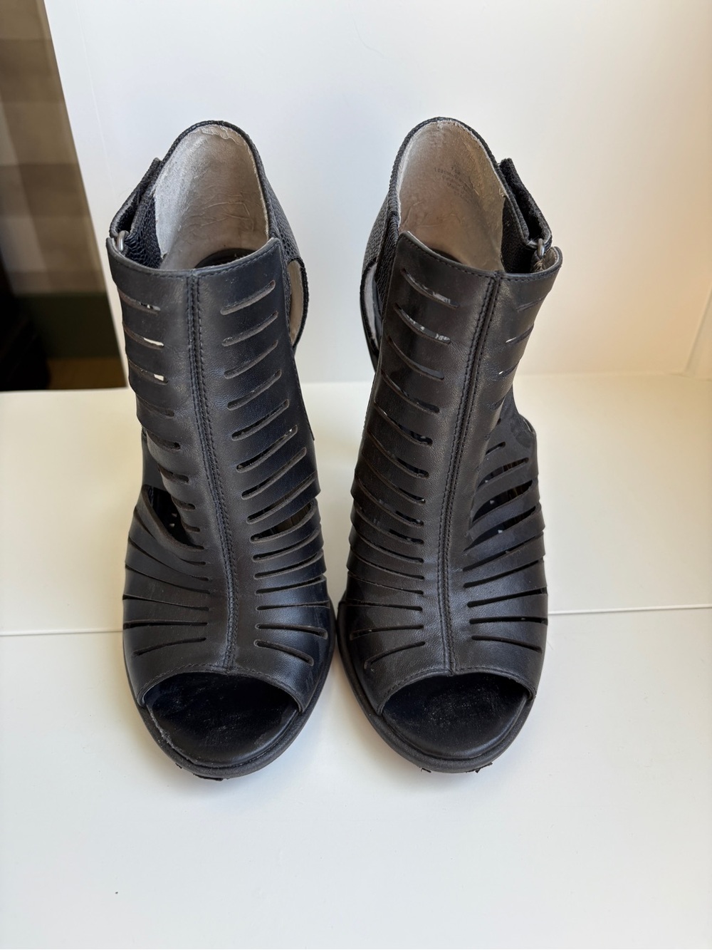 Sam Edelman Black Cutout Peep-Toe Heeled Booties